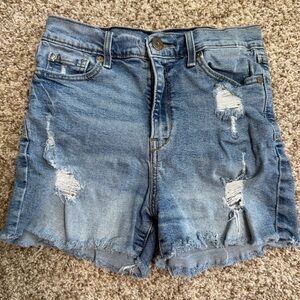 Denizen from Levi's Blue Jean Shorts Distressed with Frayed Hem